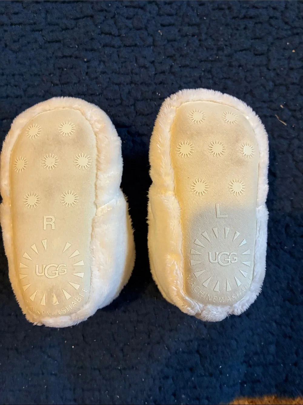 UGG Cream Faux-Fur Kids Slippers with Hook-and-Loop Strap
